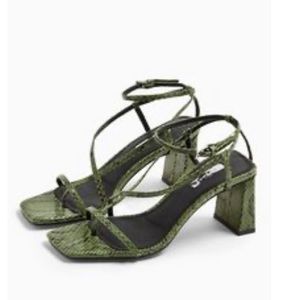TopShop NICO Leather Green Set Back Heels